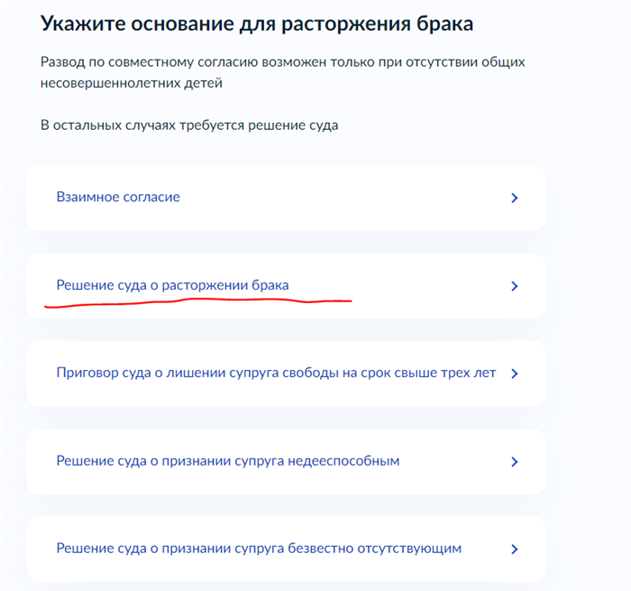 основание для расторжения брака