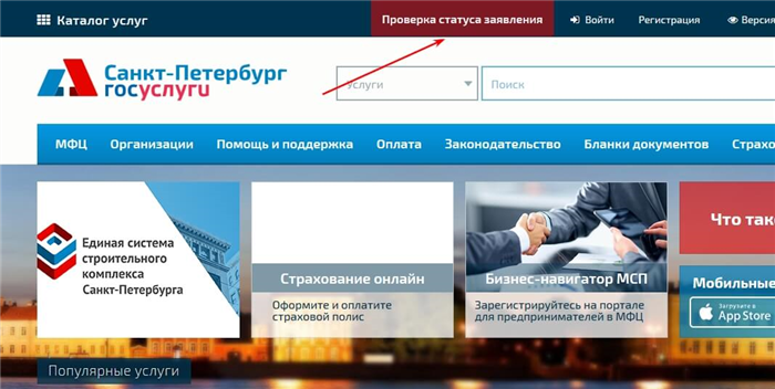 Проверка статуса обращения в МФЦ Санкт-Петербурга