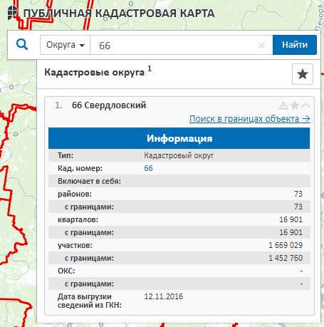 Информация о Свердловском кадастровом округе