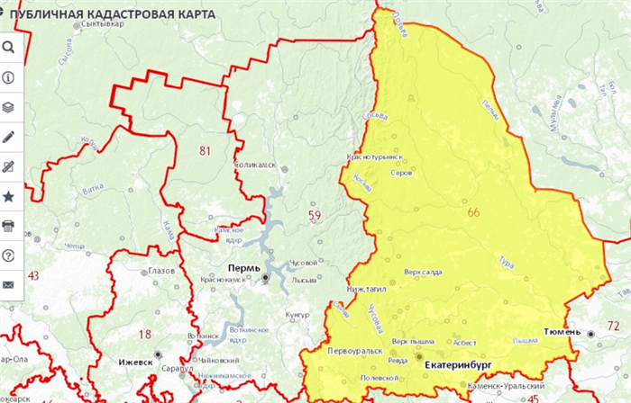 Публичная кадастровая карта - Свердловская область