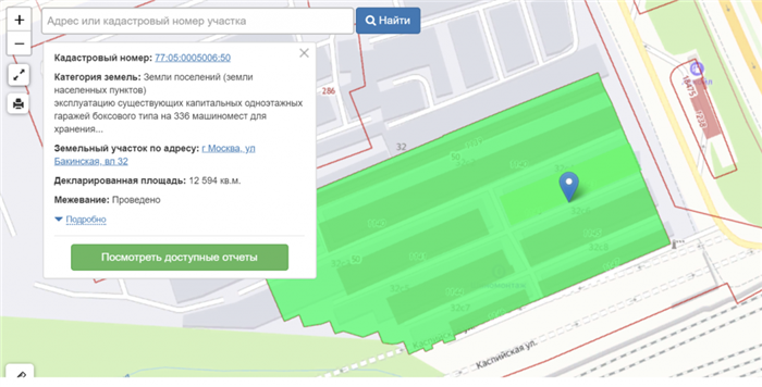 Поиск кадастрового объекта на публичной карте