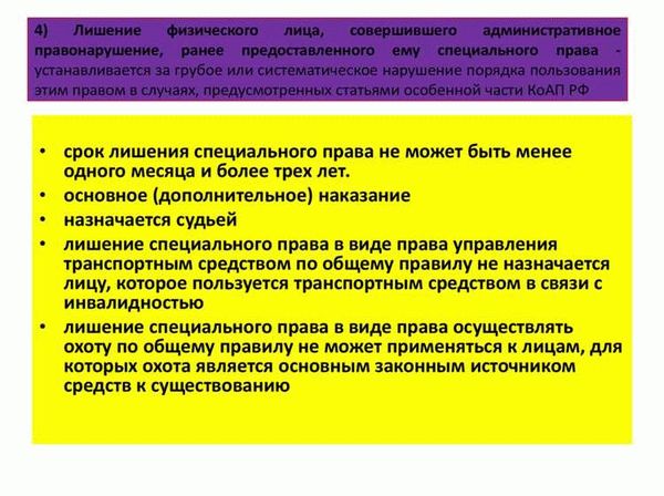 Значение и основные принципы лишения специальных прав