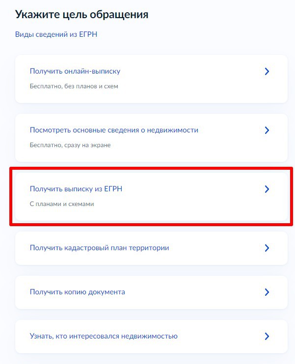 вид выписки егрн на гоуслугах
