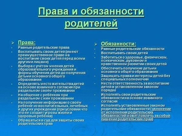 Правовая основа родительских прав и обязанностей