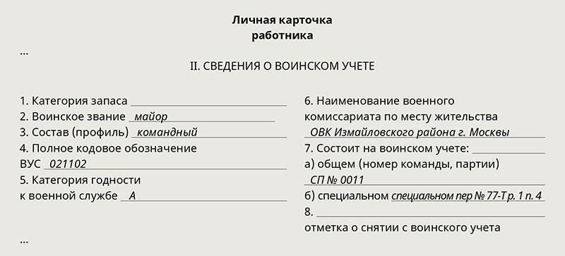 Ваши личные данные и сведения о военной службе.